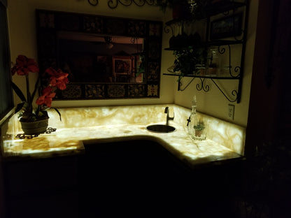 Backlit honey onyx with Light Tape