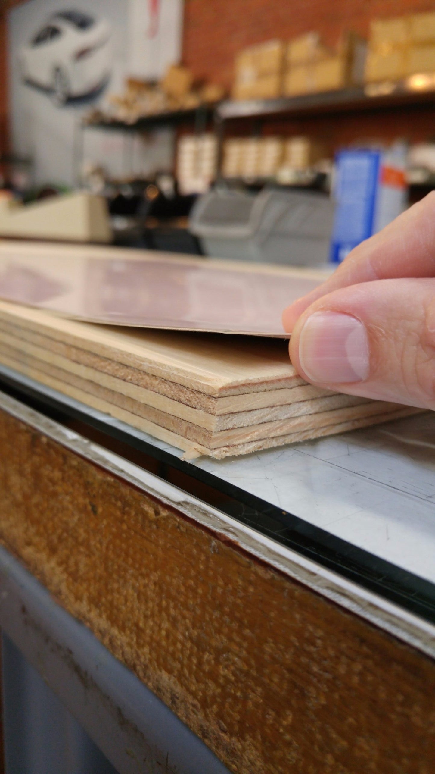 Thinner than a credit card, place directly on plywood.
